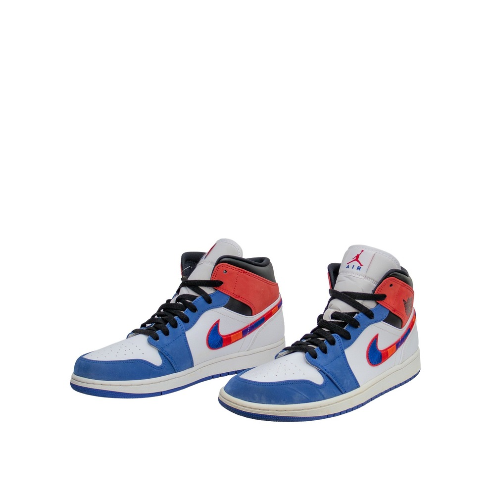 Nike Air Jordan 1 Mid Fearless Facetasm Blue Red White Size US 10 EU 44